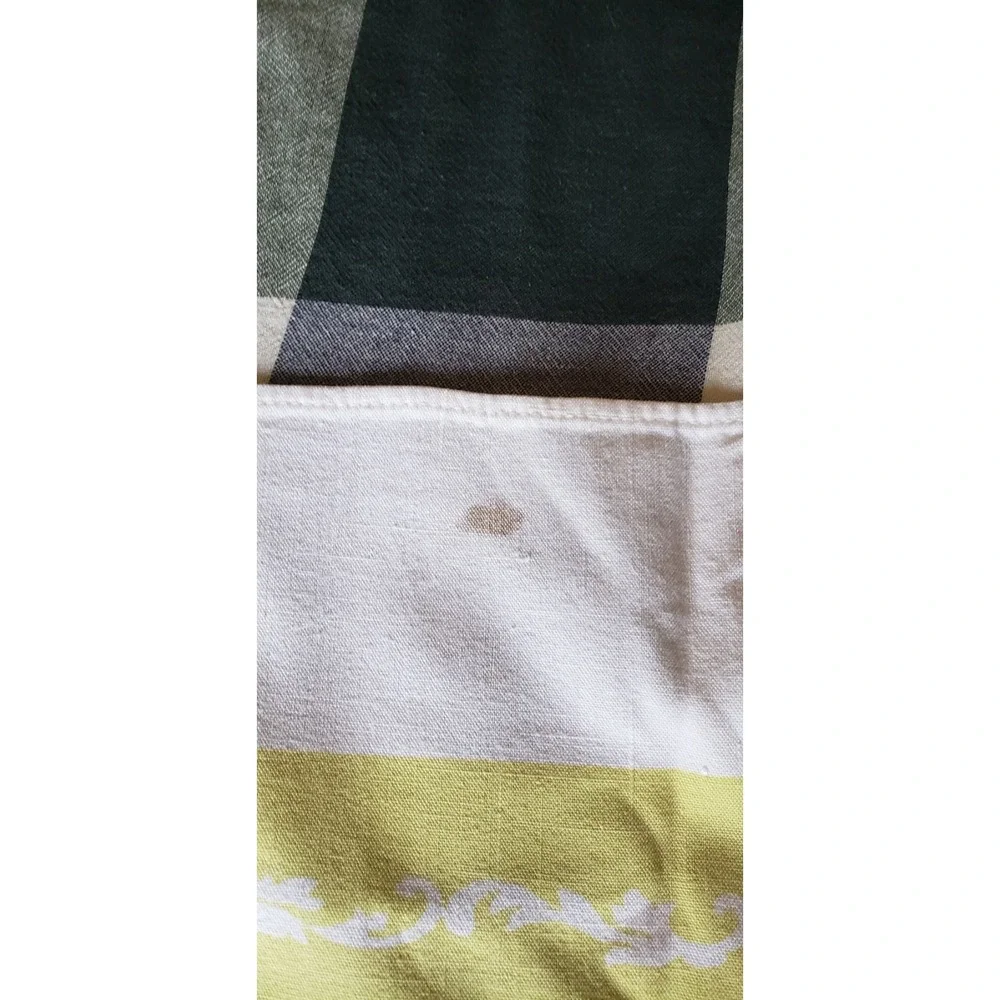 Vintage Pink Rose Floral Linen Napkin Yellow White Border Cottagecore 16x16